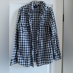GAP Navy and White Gingham Checkered Shirt
